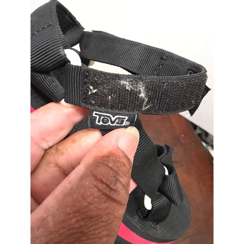 TEVA Platform Universal Black & Red Sport Sandals Adjustable Straps Women's Size